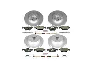 ES#3145496 - ESK4518 - Power Stop Euro-Stop Premium Front & Rear Brake Kit - A premium European-style complete 4-wheel restoration package featuring ECE-R90 certified semi-metallic brake pads, fully GEOMET coated smooth high-carbon iron vented rotors, and enclosed replacement electronic wear sensors. - Power Stop - Mercedes Benz