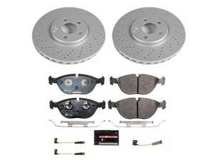ES#3145536 - ESK5118 - Power Stop Euro-Stop Premium Front Brake Kit (330mm) - An original equipment-equivalent front-axle replacement package featuring ECE-R90 certified components, high-carbon GEOMET coated smooth vented rotors, and factory-matched European brake pads. - Power Stop - Mercedes Benz