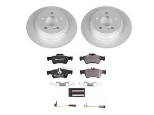 ES#4675172 - ESK5321 - Power Stop Euro-Stop Premium Rear Brake Kit (300mm) - A premium European-style rear-axle restoration package featuring ECE-R90 certified pads, fully GEOMET coated smooth high-carbon iron rotors, and a replacement electronic wear sensor. - Power Stop - Mercedes Benz