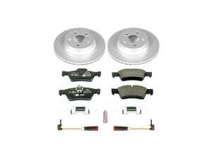 ES#3145555 - ESK5322 - Power Stop Euro-Stop Premium Rear Brake Kit (300mm) - An original equipment-equivalent rear-axle replacement package featuring ECE-R90 certified components, high-carbon GEOMET coated smooth vented rotors, and factory-matched brake pads. - Power Stop - Mercedes Benz