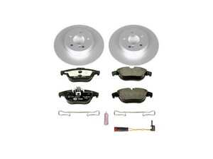 ES#3145582 - ESK5625 - Power Stop Euro-Stop Premium Rear Brake Kit (300mm/Solid) - A premium European-style rear-axle restoration package featuring ECE-R90 certified semi-metallic brake pads, fully GEOMET coated smooth high-carbon iron solid rotors, and a matching replacement electronic wear sensor. - Power Stop - Mercedes Benz