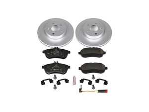 ES#3145615 - ESK5790 - Power Stop Euro-Stop Front Brake Kit (295mm) - A premium European-style front-axle restoration package featuring ECE-R90 certified brake pads, fully GEOMET coated smooth high-carbon iron vented rotors, and an enclosed electronic wear sensor. - Power Stop - Mercedes Benz