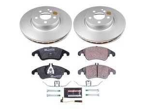 ES#3145617 - ESK5792 - Power Stop Z23 Evolution Sport Coated Front Brake Kit (322mm) - A premium front-axle performance upgrade and restoration package featuring genuine GEOMET fully coated smooth high-carbon iron vented rotors, low-dust carbon-fiber ceramic road pads, and a matching electronic wear sensor. - Power Stop - Mercedes Benz