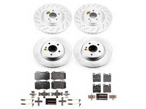 ES#4675175 - ESK6204 - Power Stop Euro-Stop Premium Front & Rear Brake Kit (345mm/300mm) - A premium OE-equivalent complete 4-wheel upgrade featuring ECE-R90 certified brake pads, genuine Geomet coated high-carbon cross-drilled performance rotors, and replacement electronic wear sensors. - Power Stop - Mercedes Benz