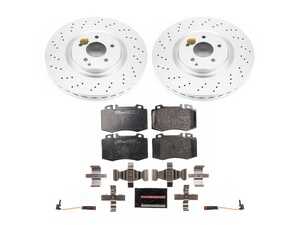 ES#4675176 - ESK6205 - Power Stop Euro-Stop Premium Front Brake Kit (345mm) - A premium OE-equivalent front axle upgrade featuring ECE-R90 certified brake pads, genuine Geomet coated high-carbon smooth vented rotors, and replacement electronic wear sensors. - Power Stop - Mercedes Benz