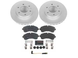 ES#4795400 - ESK6234 - Power Stop Euro-Stop Premium Front Brake Kit (300mm) - A premium European-style front-axle restoration package featuring ECE-R90 certified semi-metallic brake pads, fully GEOMET coated smooth high-carbon iron vented rotors, and matching replacement electronic wear sensors. - Power Stop - Mercedes Benz