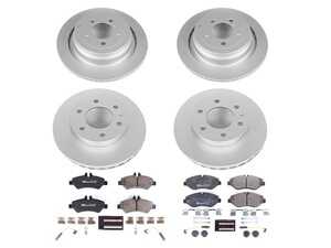 ES#3146818 - ESK6235 - Power Stop Euro-Stop Premium Front & Rear Brake Kit (300mm/298mm) - A premium European-style 4-wheel restoration package featuring ECE-R90 certified brake pads, fully GEOMET coated smooth high-carbon iron rotors, and a complete layout of replacement electronic wear sensors. - Power Stop - Mercedes Benz