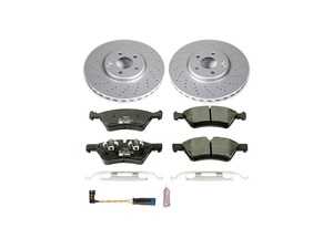 ES#3145659 - ESK6357 - Power Stop Euro-Stop Premium Front Brake Kit (330mm) - A premium European-style front-axle restoration package featuring ECE-R90 certified pads, fully GEOMET coated smooth high-carbon iron rotors, and a replacement electronic wear sensor. - Power Stop - Mercedes Benz