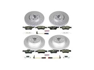 ES#3145660 - ESK6358 - Power Stop Euro-Stop Premium Front & Rear Brake Kit (330mm/300mm) - A premium European-style 4-wheel restoration package featuring ECE-R90 certified pads, fully GEOMET coated smooth high-carbon iron rotors, and replacement electronic wear sensors. - Power Stop - Mercedes Benz