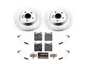 ES#4675182 - ESK6472 - Power Stop Euro-Stop Premium Rear Brake Kit (300mm Vented) - A premium OE-equivalent rear axle upgrade featuring ECE-R90 certified brake pads, genuine Geomet coated high-carbon smooth vented rotors, and replacement electronic wear sensors. - Power Stop - Mercedes Benz