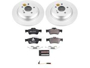 ES#4675183 - ESK6566 - Power Stop Euro-Stop Premium Rear Brake Kit - A premium European-style rear-axle restoration package featuring ECE-R90 certified brake pads, fully GEOMET coated smooth high-carbon iron solid rotors, and an integrated electronic wear sensor. - Power Stop - Mercedes Benz
