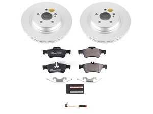 ES#4675184 - ESK6568 - Power Stop Euro-Stop Premium Rear Brake Kit (320mm) - A premium European-style rear-axle restoration package featuring ECE-R90 certified semi-metallic brake pads, fully GEOMET coated smooth high-carbon iron vented rotors, and a matching replacement electronic wear sensor. - Power Stop - Mercedes Benz