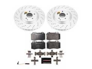 ES#4675185 - ESK6585 - Power Stop Euro-Stop Premium Front Brake Kit (345mm Vented) - A premium OE-equivalent front axle upgrade featuring ECE-R90 certified brake pads, genuine Geomet coated high-carbon smooth vented rotors, and a replacement electronic wear sensor. - Power Stop - Mercedes Benz