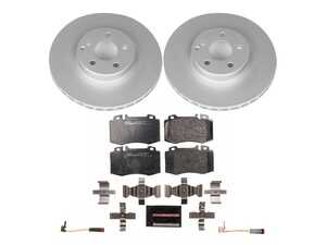 ES#4675188 - ESK6597 - Power Stop Euro-Stop Premium Front Brake Kit (330mm) - A premium European-style front-axle restoration package featuring ECE-R90 certified semi-metallic brake pads, fully GEOMET coated smooth high-carbon iron vented rotors, and an enclosed electronic wear sensor. - Power Stop - Mercedes Benz