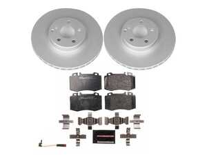 ES#4675190 - ESK6599 - Power Stop Euro-Stop Premium Front Brake Kit (330mm) - A premium European-style front-axle restoration package featuring ECE-R90 certified semi-metallic brake pads, fully GEOMET coated smooth high-carbon iron vented rotors, and an enclosed replacement electronic wear sensor. - Power Stop - Mercedes Benz