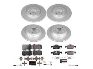 ES#4675191 - ESK6600 - Power Stop Euro-Stop Premium Front & Rear Brake Kit (330mm/300mm) - A premium European-style 4-wheel restoration package featuring ECE-R90 certified pads, fully GEOMET coated smooth high-carbon iron rotors, and replacement electronic wear sensors. - Power Stop - Mercedes Benz