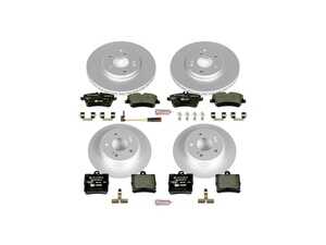 ES#3145671 - ESK6703 - Power Stop Euro-Stop Premium Front & Rear Brake Kit (300mm/278mm) - A premium European-style 4-wheel restoration package featuring ECE-R90 certified brake pads, fully GEOMET coated smooth high-carbon iron rotors, and integrated electronic wear sensors. - Power Stop - Mercedes Benz
