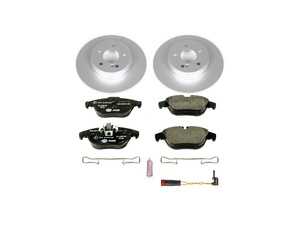ES#3145672 - ESK6715 - Power Stop Euro-Stop Premium Rear Brake Kit (300mm/Vented) - A premium European-style rear-axle restoration package featuring ECE-R90 certified semi-metallic brake pads, fully GEOMET coated smooth high-carbon iron vented rotors, and a matching replacement electronic wear sensor. - Power Stop - Mercedes Benz