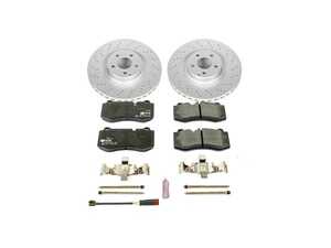 ES#3145685 - ESK6755 - Power Stop Euro-Stop Premium Front Brake Kit (350mm) - A premium European-style front-axle restoration package featuring ECE-R90 certified brake pads, fully GEOMET coated smooth high-carbon iron vented rotors, and an enclosed electronic wear sensor. - Power Stop - Mercedes Benz