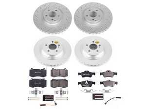 ES#4675197 - ESK6756 - Power Stop Euro-Stop Premium Front & Rear Brake Kit (350mm/320mm) - A premium European-style 4-wheel restoration package featuring ECE-R90 certified pads, fully GEOMET? coated smooth high-carbon iron rotors, and a complete layout of replacement electronic wear sensors. - Power Stop - Mercedes Benz