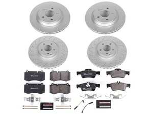 ES#3145686 - ESK6757 - Power Stop Euro-Stop Premium Front & Rear Brake Kit (350mm/300mm) - A premium European-style 4-wheel restoration package featuring ECE-R90 certified brake pads, fully GEOMET coated smooth high-carbon iron rotors, and integrated electronic wear sensors. - Power Stop - Mercedes Benz