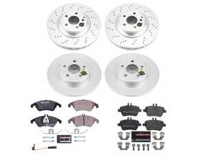 ES#4675206 - ESK6891 - Power Stop Euro-Stop Premium Front & Rear Brake Kit (344mm/300mm) - A premium OE-equivalent 4-wheel upgrade package featuring ECE-R90 certified brake pads, genuine Geomet coated high-carbon smooth rotors, and electronic wear sensors. - Power Stop - Mercedes Benz