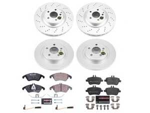 ES#4675207 - ESK6892 - Power Stop Euro-Stop Premium Front & Rear Brake Kit (344mm/300mm) - A premium OE-equivalent 4-wheel upgrade package featuring ECE-R90 certified brake pads, genuine Geomet coated high-carbon smooth rotors, and electronic wear sensors. - Power Stop - Mercedes Benz
