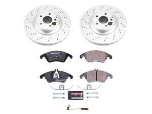 ES#4675208 - ESK6893 - Power Stop Euro-Stop Premium Front Brake Kit (344mm) - A premium European-style front-axle restoration package featuring ECE-R90 certified brake pads, fully GEOMET coated smooth high-carbon iron rotors, and an integrated electronic wear sensor. - Power Stop - Mercedes Benz