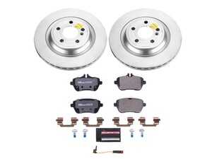 ES#4675215 - ESK6904 - Power Stop Euro-Stop Premium Rear Brake Kit (320mm) - A premium European-style rear-axle restoration package featuring ECE-R90 certified brake pads, fully GEOMET coated smooth high-carbon iron vented rotors, and an integrated electronic wear sensor. - Power Stop - Mercedes Benz