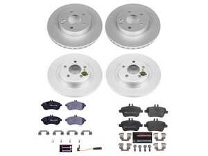 ES#4675216 - ESK6926 - Power Stop Euro-Stop Premium Front & Rear Brake Kit (295mm/300mm) - A premium European-style 4-wheel restoration package featuring ECE-R90 certified semi-metallic pads, fully GEOMET coated smooth high-carbon iron rotors, and a complete layout of replacement electronic wear sensors. - Power Stop - Mercedes Benz