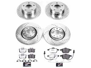 ES#3989900 - K4197-26 - Power Stop Z26 Street Warrior Front & Rear Brake Kit (312mm/255mm) - A direct-fit performance upgrade with drilled & slotted zinc-plated rotors and extreme-performance carbon-fiber ceramic pads. - Power Stop - Audi