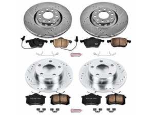 ES#3156919 - K4197 - Power Stop Z23 Evolution Sport Front & Rear Brake Kit (312mm/255mm) - A direct-fit performance upgrade with drilled & slotted zinc-plated rotors and low-dust carbon-fiber ceramic pads. - Power Stop - Audi