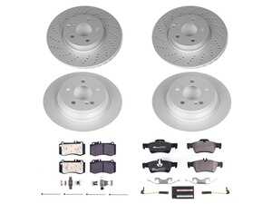 ES#4675231 - ESK7612 - Power Stop Euro-Stop Premium Front & Rear Brake Kit - A premium European-style complete 4-wheel restoration package featuring ECE-R90 certified brake pads, fully GEOMET coated smooth high-carbon iron rotors, and matching electronic wear sensors. - Power Stop - Mercedes Benz