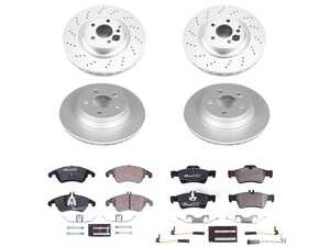 ES#4675233 - ESK7616 - Power Stop Euro-Stop Premium Front & Rear Brake Kit (322mm/300mm) - A premium European-style complete 4-wheel restoration package featuring ECE-R90 certified semi-metallic brake pads, fully GEOMET coated smooth high-carbon iron vented rotors, and matching replacement electronic wear sensors. - Power Stop - Mercedes Benz
