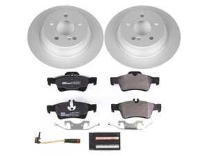 ES#4675237 - ESK7745 - Power Stop Euro-Stop Premium Rear Brake Kit (300mm) - An original equipment-equivalent rear-axle replacement package featuring ECE-R90 certified components, high-carbon GEOMET coated smooth solid rotors, and factory-matched semi-metallic pads. - Power Stop - Mercedes Benz