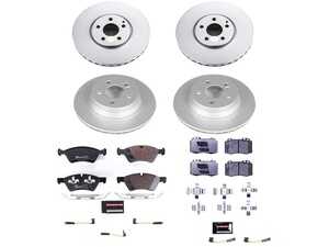 ES#4675241 - ESK7762 - Power Stop Euro-Stop Premium Front & Rear Brake Kit (330mm/300mm) - A premium OE-equivalent 4-wheel upgrade package featuring ECE-R90 certified brake pads, genuine Geomet coated high-carbon smooth vented rotors, and replacement electronic wear sensors. - Power Stop - Mercedes Benz