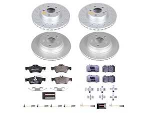 ES#4675243 - ESK7764 - Power Stop Euro-Stop Coated Front & Rear Brake Kit (312mm/300mm) - A premium OE-equivalent complete 4-wheel upgrade featuring ECE-R90 certified brake pads, genuine Geomet coated high-carbon smooth vented rotors, and replacement electronic wear sensors. - Power Stop - Mercedes Benz