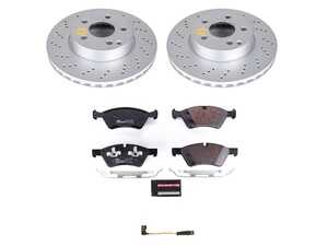 ES#4675245 - ESK7767 - Power Stop Euro-Stop Premium Front Brake Kit (330mm) - A premium OE-equivalent front axle upgrade featuring ECE-R90 certified brake pads, genuine Geomet coated high-carbon smooth vented rotors, and a replacement electronic wear sensor. - Power Stop - Mercedes Benz