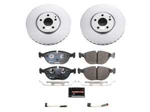 ES#4675247 - ESK7769 - Power Stop Euro-Stop Premium Front Brake Kit (330mm) - A premium OE-equivalent front axle upgrade featuring ECE-R90 certified brake pads, genuine Geomet coated high-carbon smooth vented rotors, and replacement electronic wear sensors. - Power Stop - Mercedes Benz