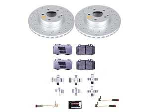ES#3989757 - ESK7770 - Power Stop Euro-Stop Premium Front Brake Kit (312mm) - A premium OE-equivalent front axle upgrade featuring ECE-R90 certified brake pads, genuine Geomet coated high-carbon smooth vented rotors, and replacement electronic wear sensors. - Power Stop - Mercedes Benz