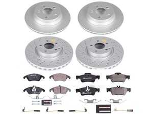 ES#4675250 - ESK7830 - Power Stop Euro-Stop Premium Front & Rear Brake Kit (322mm/300mm) - A premium OE-equivalent 4-wheel upgrade package featuring ECE-R90 certified brake pads, genuine Geomet coated high-carbon smooth vented rotors, and replacement electronic wear sensors. - Power Stop - Mercedes Benz