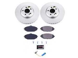 ES#4675256 - ESK7963 - Power Stop Euro-Stop Premium Front Brake Kit (330mm) - A premium European-style front-axle restoration package featuring ECE-R90 certified semi-metallic brake pads, fully GEOMET coated smooth high-carbon iron vented rotors, and a matching replacement electronic wear sensor. - Power Stop - Mercedes Benz