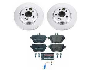 ES#4675257 - ESK7968 - Power Stop Euro-Stop Premium Rear Brake Kit (300mm) - A premium OE-equivalent rear axle upgrade featuring ECE-R90 certified brake pads, genuine Geomet coated high-carbon smooth rotors, and a replacement electronic wear sensor. - Power Stop - Mercedes Benz
