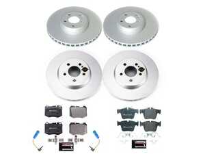 ES#4675259 - ESK7970 - Power Stop Euro-Stop Premium Front & Rear Brake Kit (342mm/320mm) - A premium complete 4-wheel restoration package featuring ECE-R90 certified brake pads, genuine Geomet coated high-carbon smooth vented rotors, and replacement electronic wear sensors. - Power Stop - Mercedes Benz