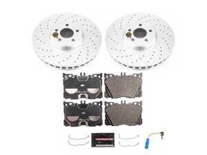 ES#4675260 - ESK7986 - Power Stop Euro-Stop Premium Front Brake Kit (360mm) - A premium OE-equivalent front axle upgrade featuring ECE-R90 certified brake pads, genuine Geomet coated high-carbon smooth rotors, and a replacement electronic wear sensor. - Power Stop - Mercedes Benz