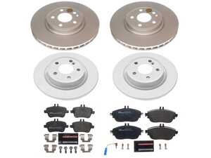 ES#4795538 - ESK8046 - Power Stop Euro-Stop Premium Front & Rear Brake Kit (320mm/295mm) - A premium complete 4-wheel restoration package featuring ECE-R90 certified brake pads, genuine Geomet coated high-carbon smooth rotors, and a replacement electronic wear sensor. - Power Stop - Mercedes Benz