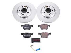 ES#4675264 - ESK8047 - Power Stop Euro-Stop Premium Rear Brake Kit (300mm Vented) - A premium OE-equivalent rear axle upgrade featuring ECE-R90 certified brake pads, genuine Geomet coated high-carbon smooth vented rotors, and a replacement electronic wear sensor. - Power Stop - Mercedes Benz