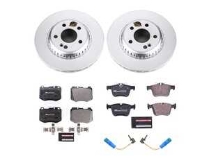 ES#4675265 - ESK8050 - Power Stop Euro-Stop Premium Front & Rear Brake Kit (342mm/300mm) - A premium OE-equivalent 4-wheel upgrade package featuring ECE-R90 certified brake pads, genuine Geomet coated high-carbon smooth vented rotors, and replacement electronic wear sensors. - Power Stop - Mercedes Benz