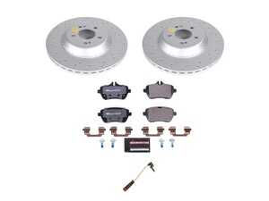 ES#4675274 - ESK8194 - Power Stop Euro-Stop Premium Rear Brake Kit (340mm) - A premium OE-equivalent rear axle upgrade featuring ECE-R90 certified brake pads, genuine Geomet coated high-carbon cross-drilled vented rotors, and replacement electronic wear sensors. - Power Stop - Mercedes Benz
