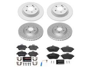 ES#4795554 - ESK8262 - Power Stop Euro-Stop Premium Front & Rear Brake Kit (320mm/295mm) - A premium complete 4-wheel restoration package featuring ECE-R90 certified brake pads, genuine Geomet coated high-carbon smooth rotors, and a replacement electronic wear sensor. - Power Stop - Mercedes Benz